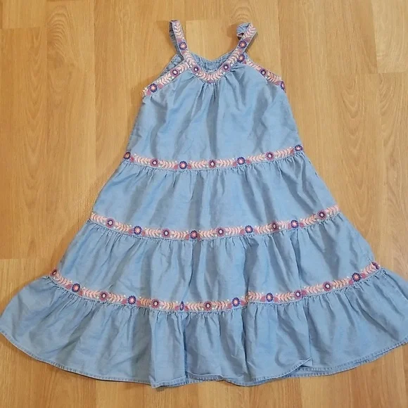 Milkshake blue dress with embroidery girls size 8 EUC - Picture 10 of 12